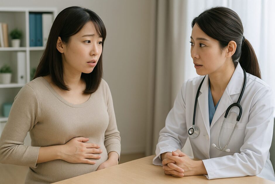 医師に相談する妊婦