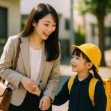 保育園に通う親と子供