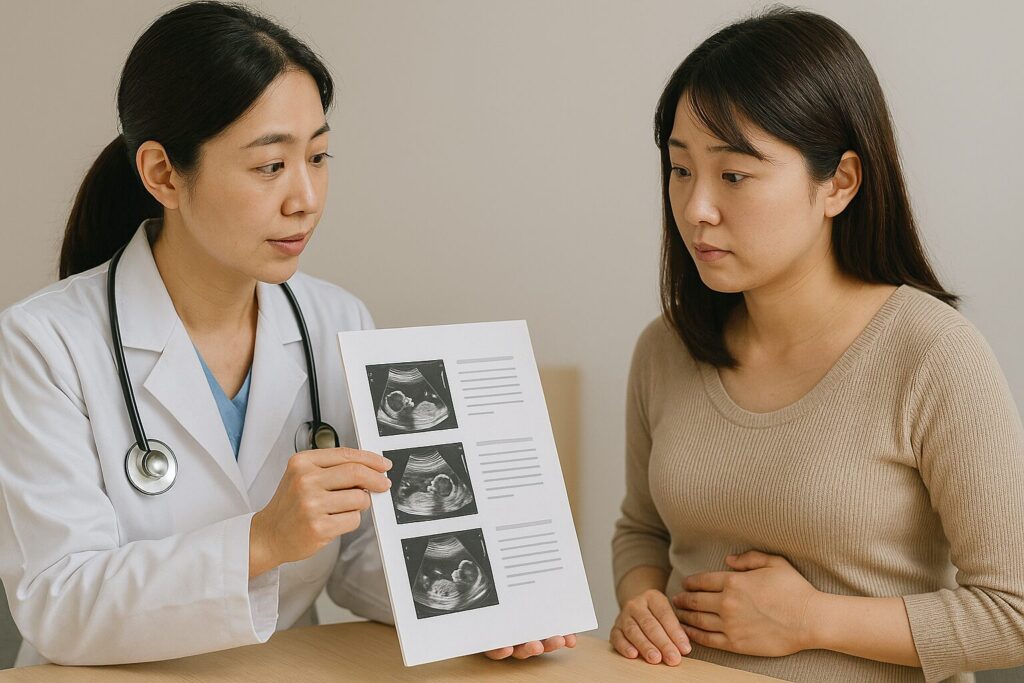 出生前診断(NIPT)について説明を受ける妊婦